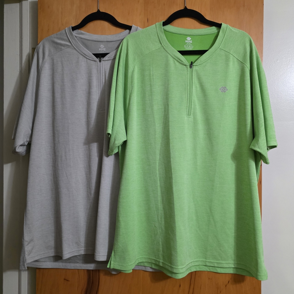 Mofiz Men's Green and Gray Short Sleeve Shirts